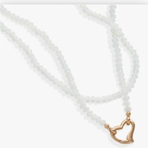 Alex and Ani Moonstone Beaded Heart Clasp Necklace